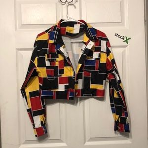 MulticolorCrop vintage 90 theme jacket with buttons